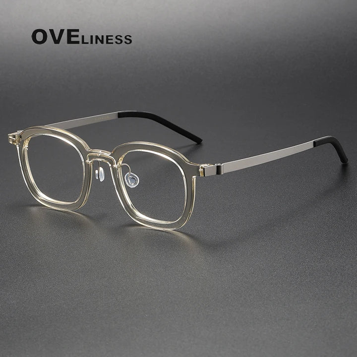 Oveliness Unisex Full Rim Square Acetate Titanium Eyeglasses 1050 Full Rim Oveliness