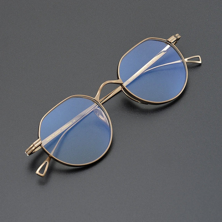 Gatenac Unisex Full Rim Small Flat Top Round Titanium Eyeglasses Gxyj1449 Full Rim Gatenac