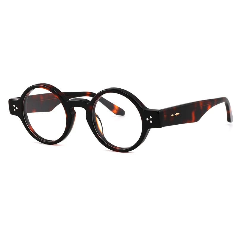 Gatenac Unisex Full Rim Round Acetate Eyeglasses Gxyj-1175 Full Rim Gatenac Tortoiseshell  