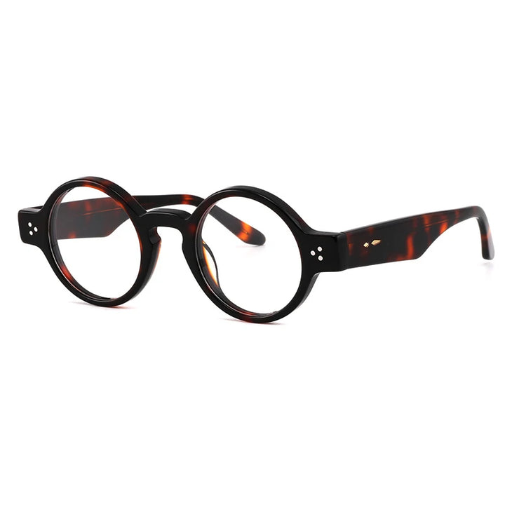 Gatenac Unisex Full Rim Round Acetate Eyeglasses Gxyj-1175 Full Rim Gatenac Tortoiseshell