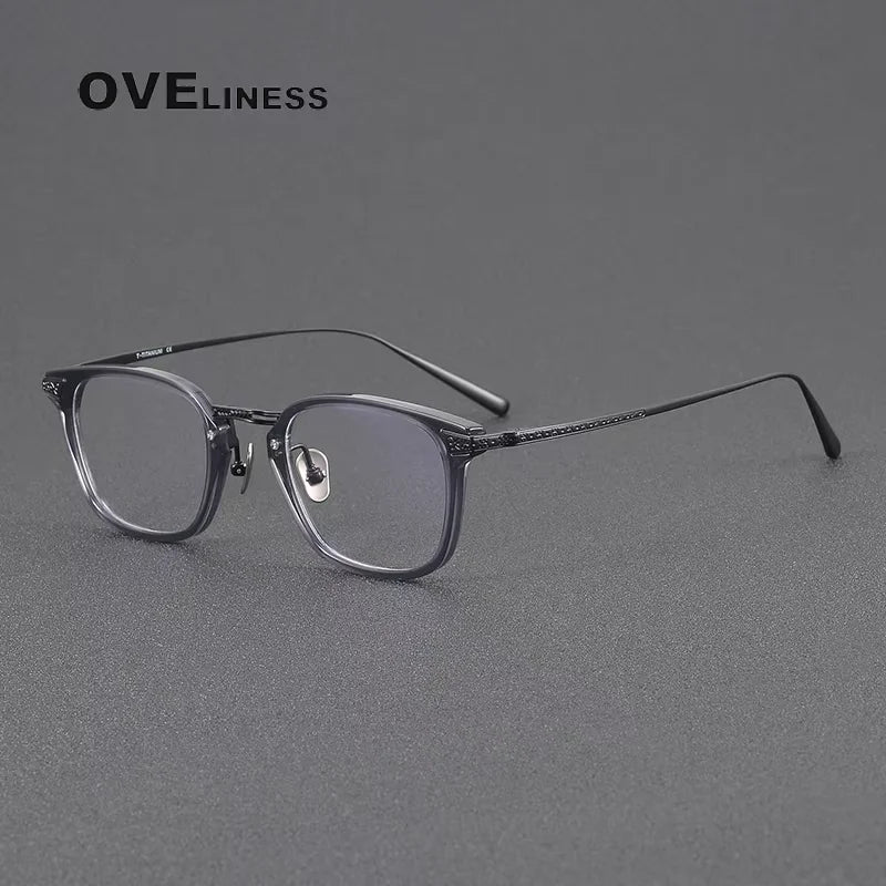 Oveliness Women's Full Rim Square Acetate Titanium Eyeglasses 214023