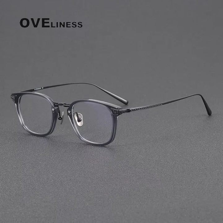 Oveliness Women's Full Rim Square Acetate Titanium Eyeglasses 214023