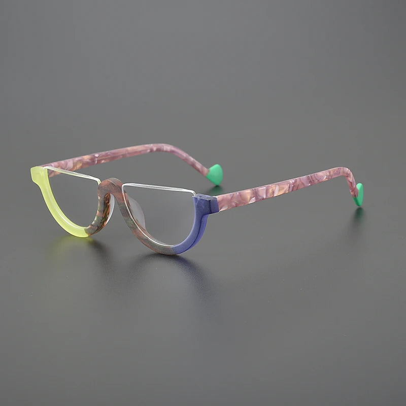 Hewei Unisex Semi Rim Oval Cat Eye Acetate Eyeglasses 9361 Semi Rim Hewei C8 CHINA