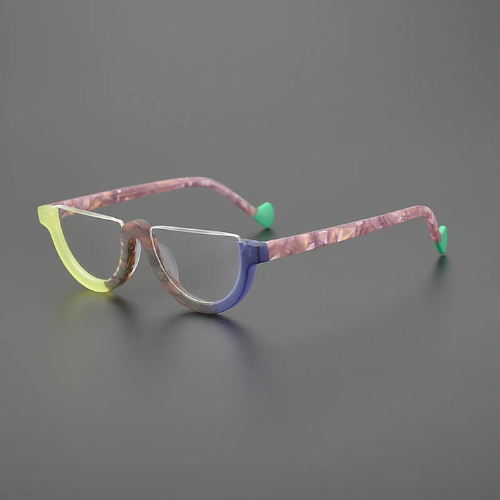 Hewei Unisex Semi Rim Oval Cat Eye Acetate Eyeglasses 9361 Semi Rim Hewei C8 CHINA