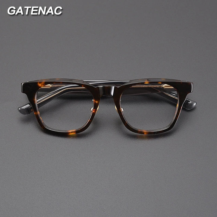 Gatenac Unisex Full Rim Square Acetate Eyeglasses Gxyj1188 Full Rim Gatenac