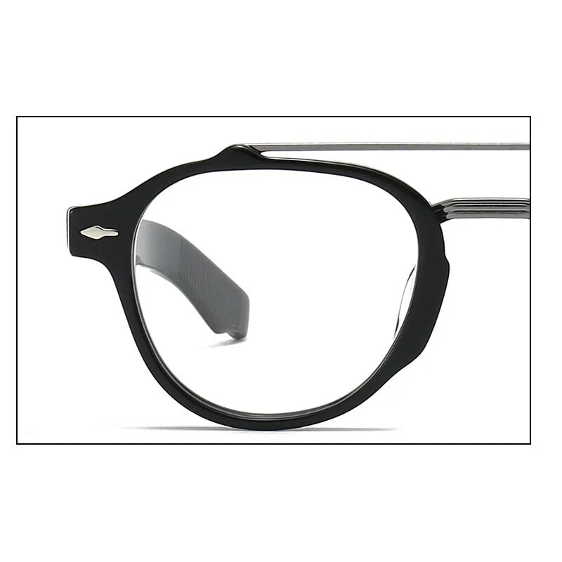 Muzz Unisex Full Rim Oval Oversized Double Bridge Acetate Titanium Eyeglasses 68 Full Rim Muzz