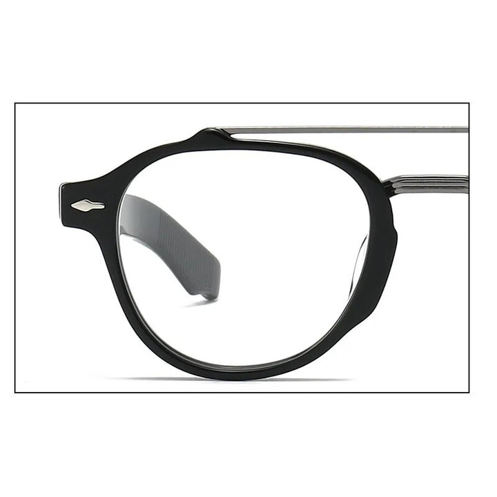 Muzz Unisex Full Rim Oval Oversized Double Bridge Acetate Titanium Eyeglasses 68 Full Rim Muzz