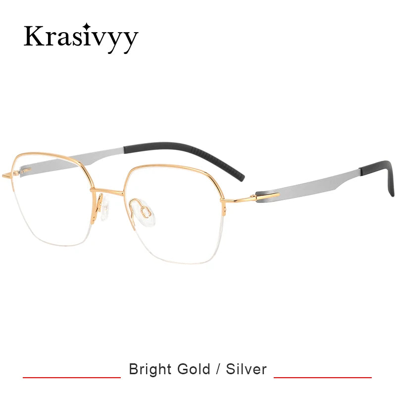 Krasivyy Women's Semi Rim Polygon Screwless Titanium Eyeglasses 315002