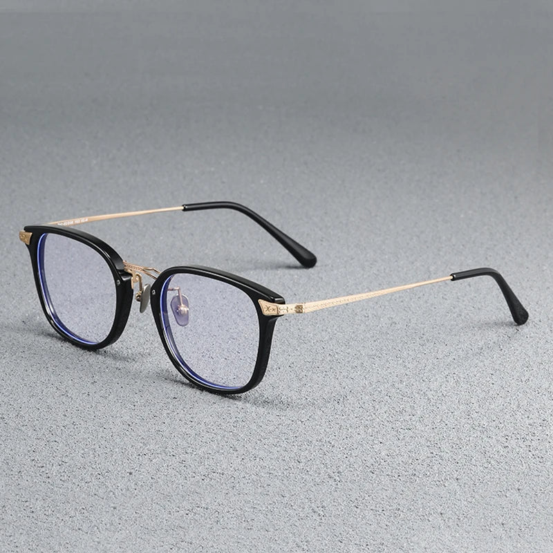 Black Mask Unisex Full Rim Big Square Titanium Acetate Eyeglasses Mn23 Full Rim Black Mask
