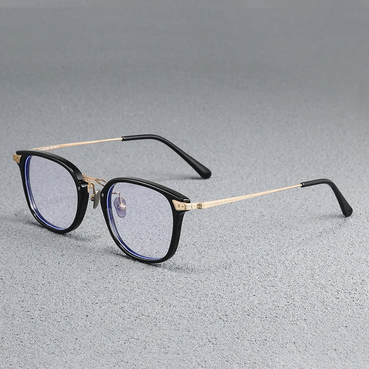 Black Mask Unisex Full Rim Big Square Titanium Acetate Eyeglasses Mn23 Full Rim Black Mask