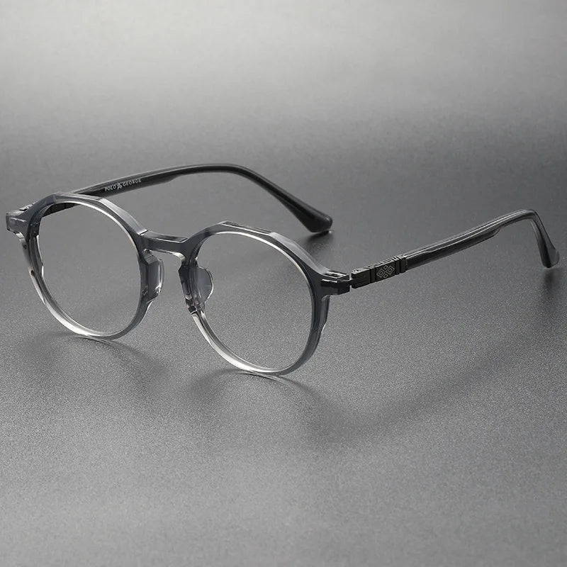 Black Mask Women's Full Rim Polygon Acetate Eyeglasses S9657 Full Rim Black Mask Gray