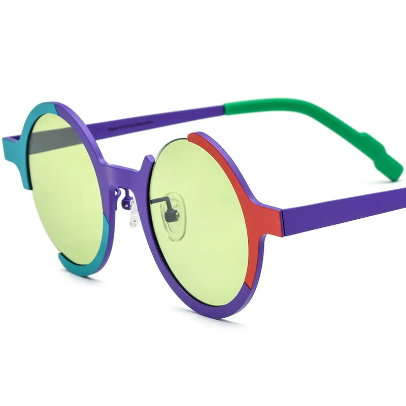 Nobler Women's Semi Rim Round Titanium Polarized Sunglasses 1888 Sunglasses Nobler C5
