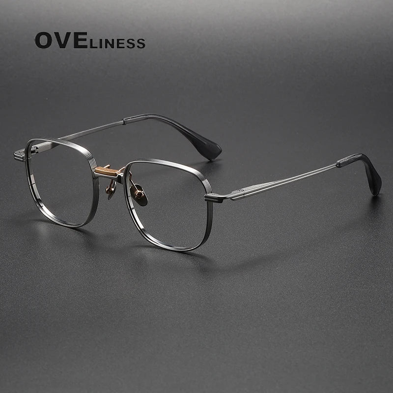 Oveliness Unisex Full Rim Square Titanium Eyeglasses D151 Full Rim Oveliness silver gold