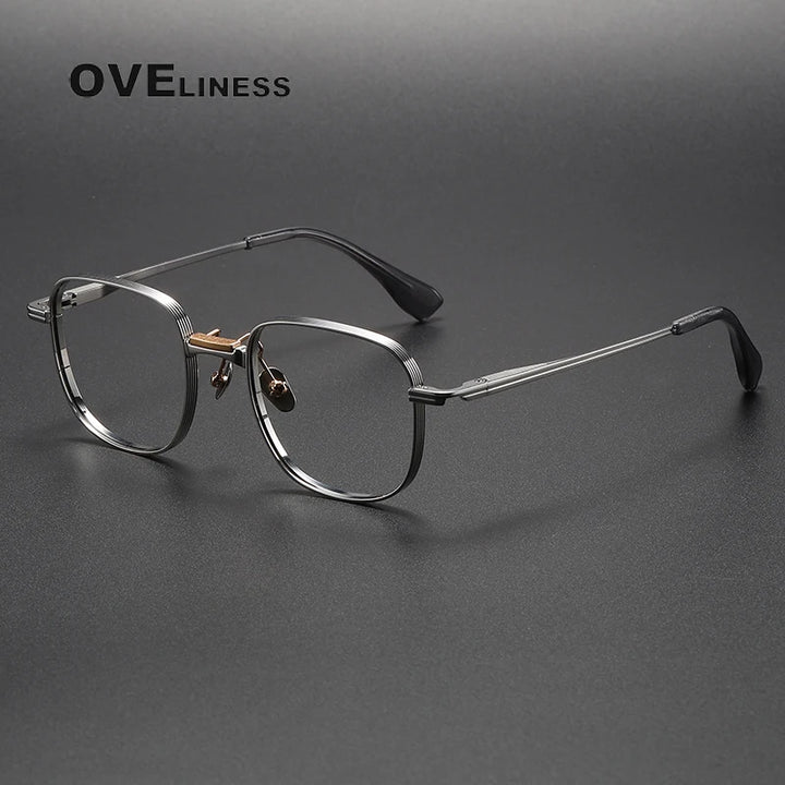Oveliness Unisex Full Rim Square Titanium Eyeglasses D151 Full Rim Oveliness silver gold
