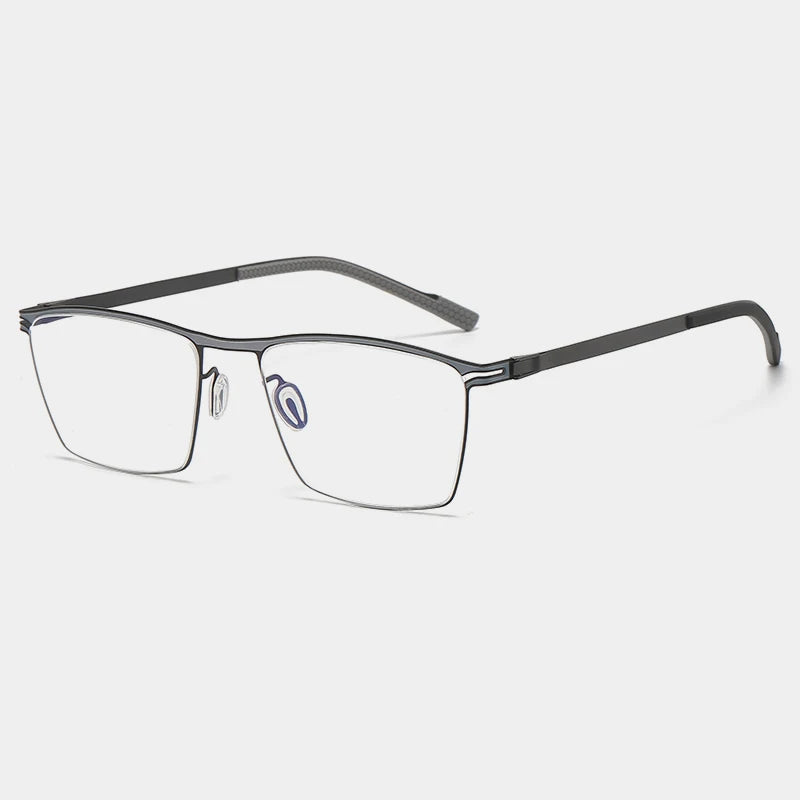 Gatenac Unisex Full Rim Square Titanium Eyeglasses Gxyj1147 Full Rim Gatenac Gray Black