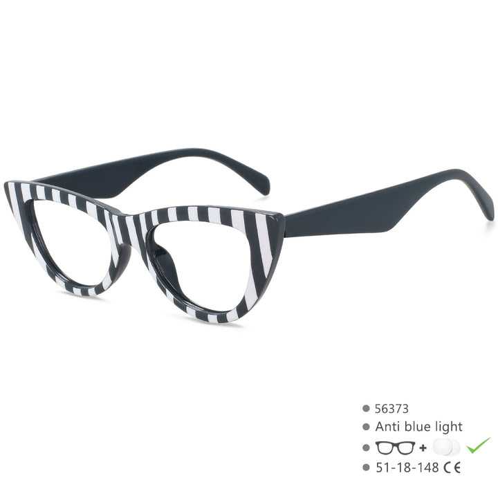CCspace Women's Full Rim Cat Eye Acetate Eyeglasses 56373 Full Rim CCspace China Stripe