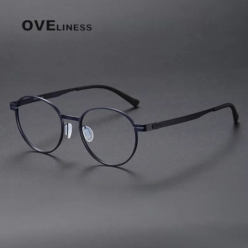 Oveliness Unisex  Full Rim Round Screwless Titanium Eyeglasses 80994