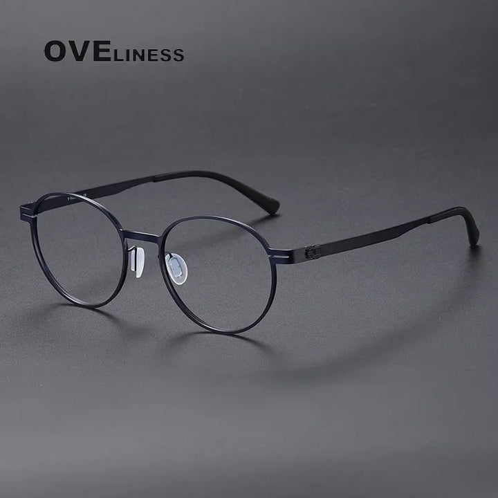 Oveliness Unisex  Full Rim Round Screwless Titanium Eyeglasses 80994