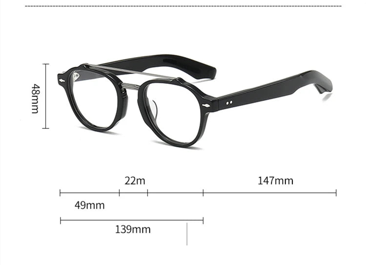 Black Mask Unisex Full Rim Round Double Bridge Acetate Alloy Eyeglasses 68rx Full Rim Black Mask