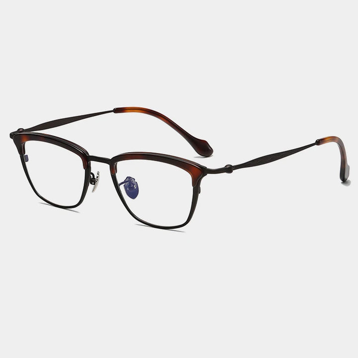 Gatenac Unisex Full Rim Square Brow Line Titanium Acetate Eyeglasses Gxyj1460 Full Rim Gatenac Tortoiseshell