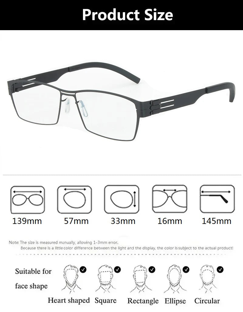 Aimee Unisex Full Rim Rectangle Screwless Steel Eyeglasses 15083