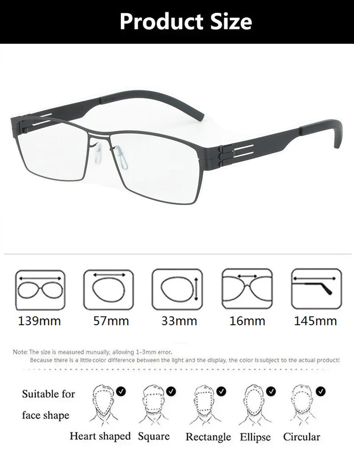 Aimee Unisex Full Rim Rectangle Screwless Steel Eyeglasses 15083