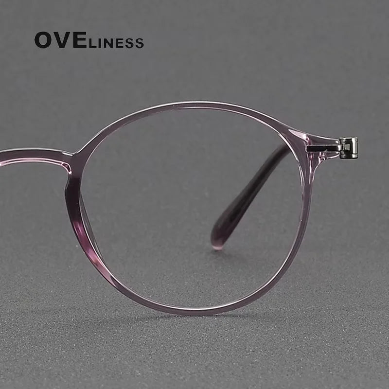 Oveliness Women's Full Rim Round Acetate Titanium Eyeglasses 8668