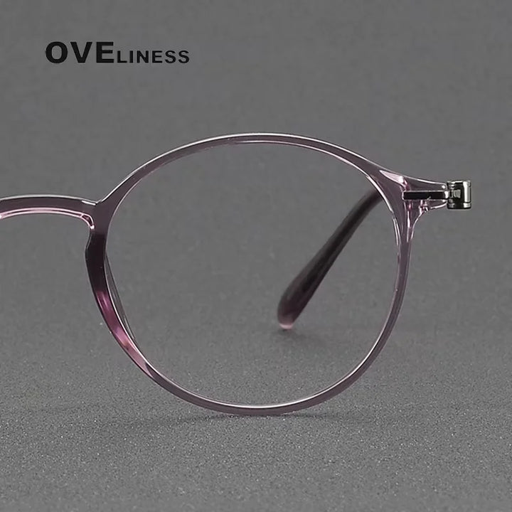 Oveliness Women's Full Rim Round Acetate Titanium Eyeglasses 8668