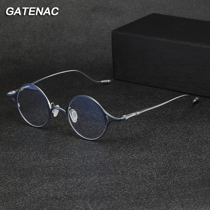 Gatenac Unisex Full Rim Round Titanium Eyeglasses Gxyj1156 Full Rim Gatenac