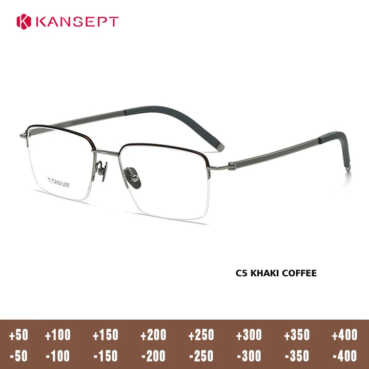 Kansept Men`s Semi Rim Polygon Square Alloy Reading Glasses 77030