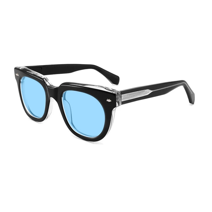 Gatenac Unisex Full Rim Square Acetate Polarized Sunglasses Mo17 Sunglasses Gatenac Black T Blue
