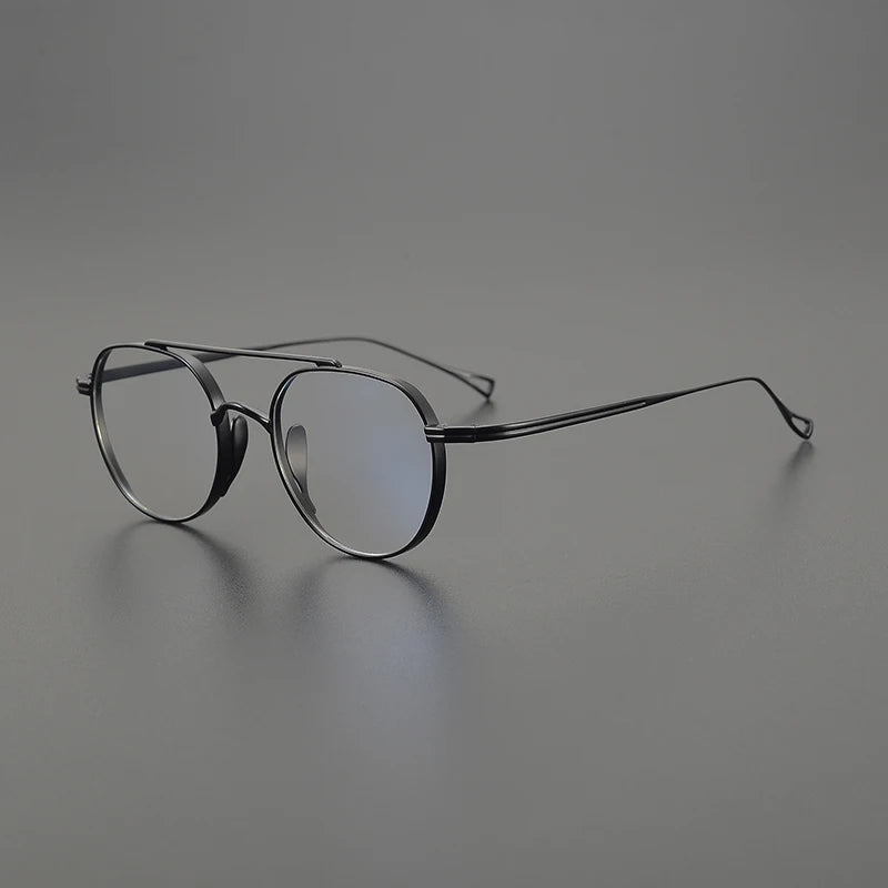 Black Mask Unisex Full Rim Square Double Bridge Titanium Eyeglasses 9503 Full Rim Black Mask Black