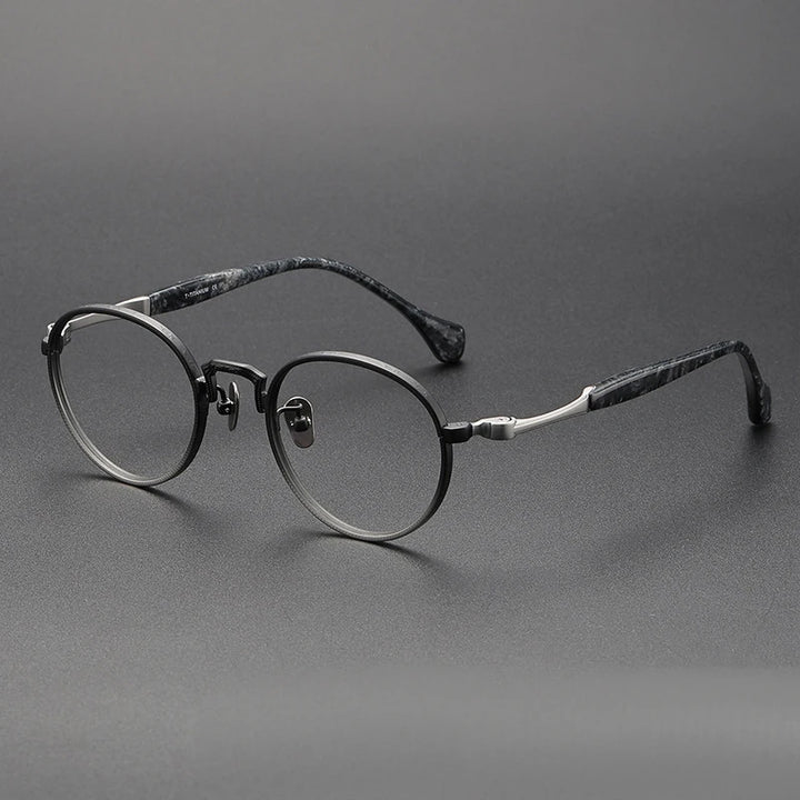 Blaack Mask Women's Full Rim Round Titanium Eyeglasses S808 Full Rim Black Mask Gradient-Silver