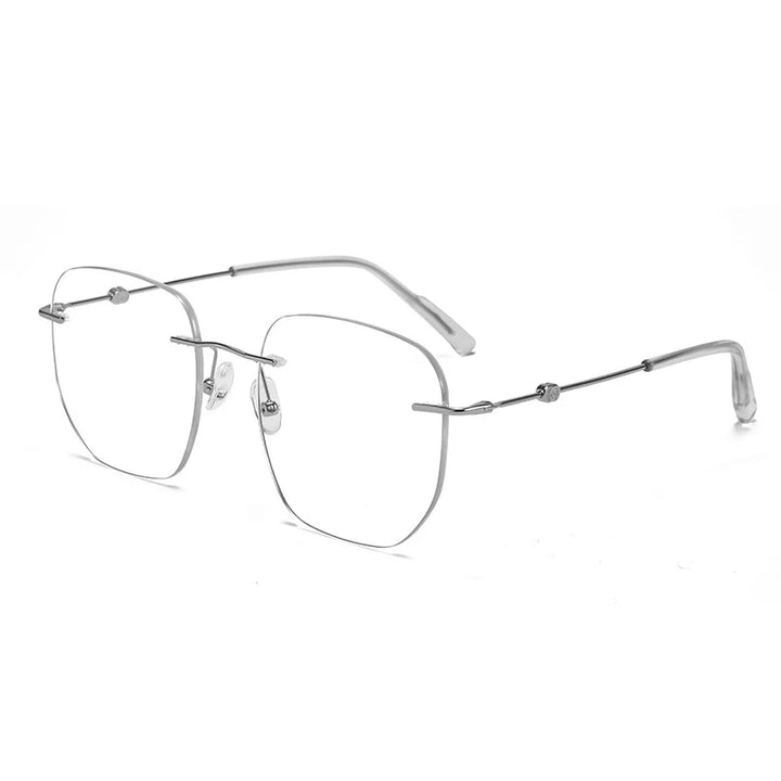 Xbora Women's Rimless Flat Top Polygon Alloy Eyeglasses 18260
