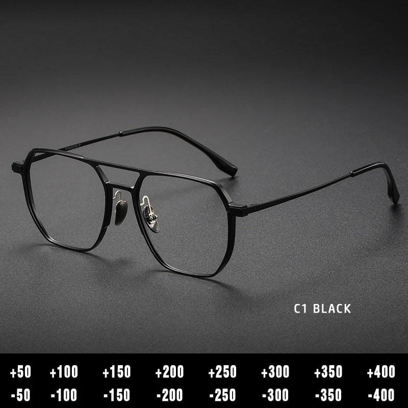 Kansept Unisex Full Rim Square Double Bridge Aluminum Reading Glasses 20239 Reading Glasses Kansept 20239-C1 +250