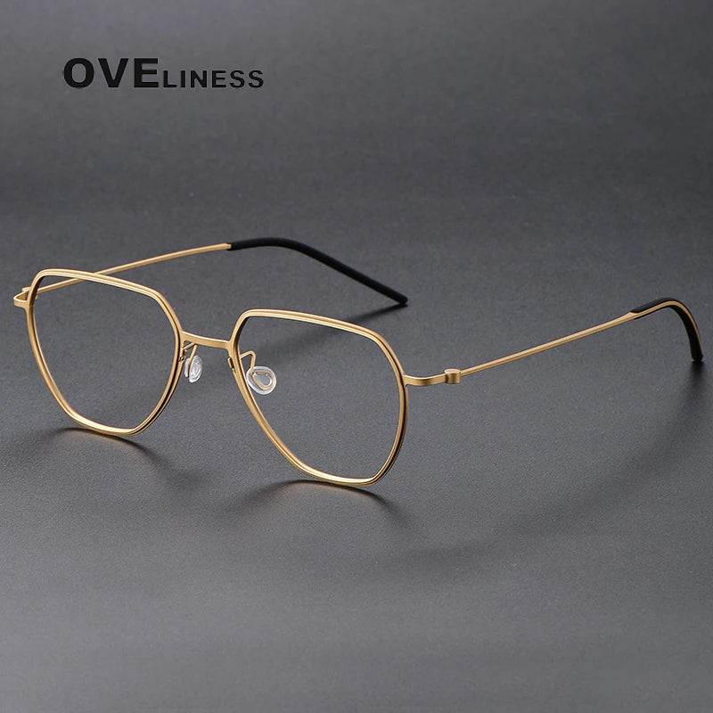 Oveliness Unisex Full Rim Flat Top Oval Titanium Eyeglasses O5526 Full Rim Oveliness gold  