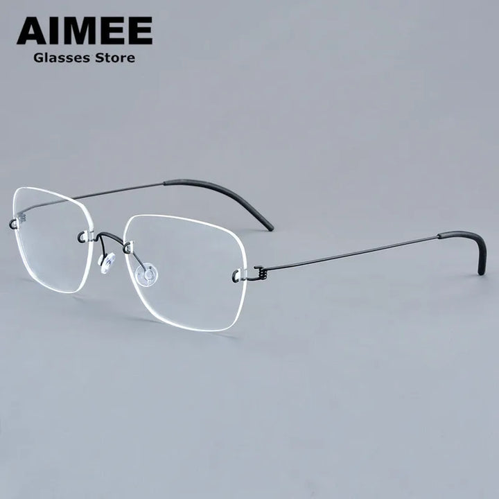 Aimee Women's Rimless Square Screwless Titanium Eyeglasses 72487