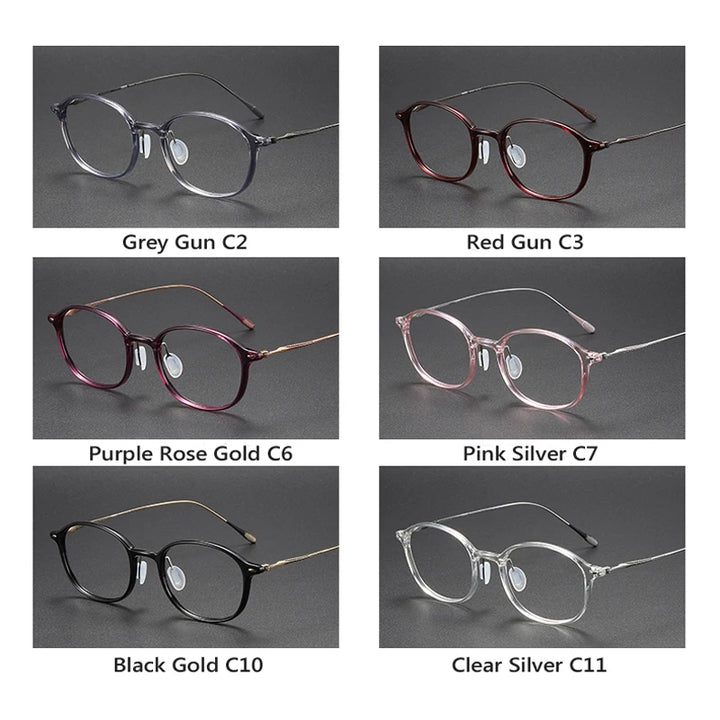 Oveliness Unisex Full Rim Square Acetate Titanium Eyeglasses 8653 Full Rim Oveliness   