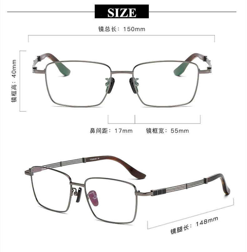 Black Mask Unisex Full Rim Big Square Titanium Eyeglasses 200115