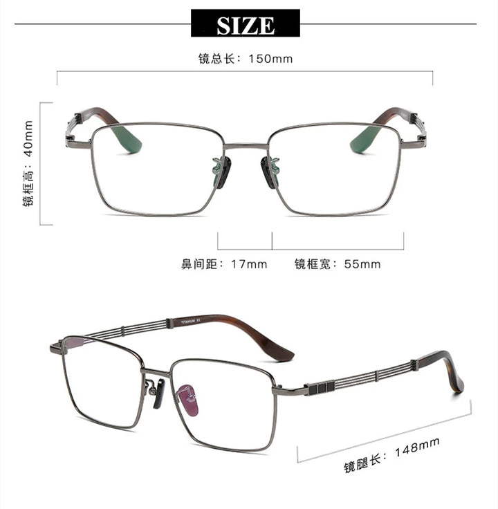 Black Mask Unisex Full Rim Big Square Titanium Eyeglasses 200115
