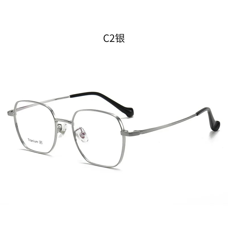 Aror Women's Full Rim Square Polygon Titanium Eyeglasses 495026 Full Rim Aror Silver