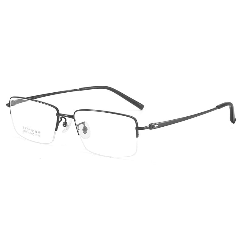 Bclear Unisex Semi Rim Square Titanium Eyeglasses Lb7834 Semi Rim Bclear Black
