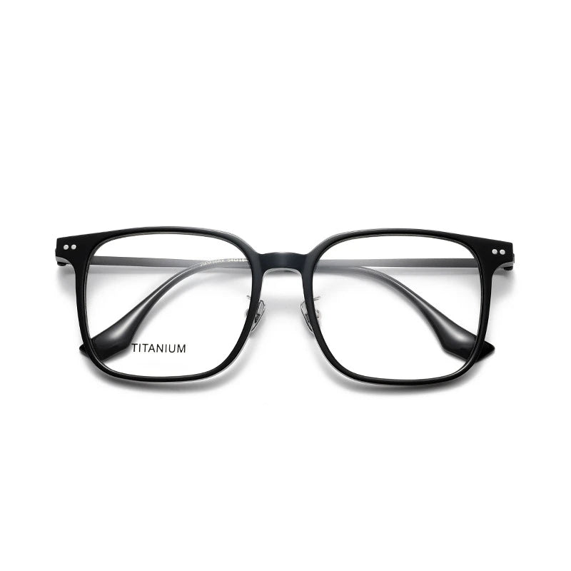 Aror Unisex Full Rim Square Acetate Titanium Eyeglasses 84296 Full Rim Aror black