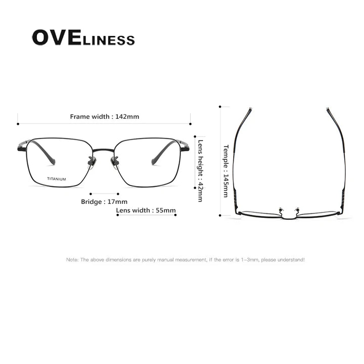 Oveliness Men's Full Rim Square Titanium Eyeglasses 80904 Full Rim Oveliness