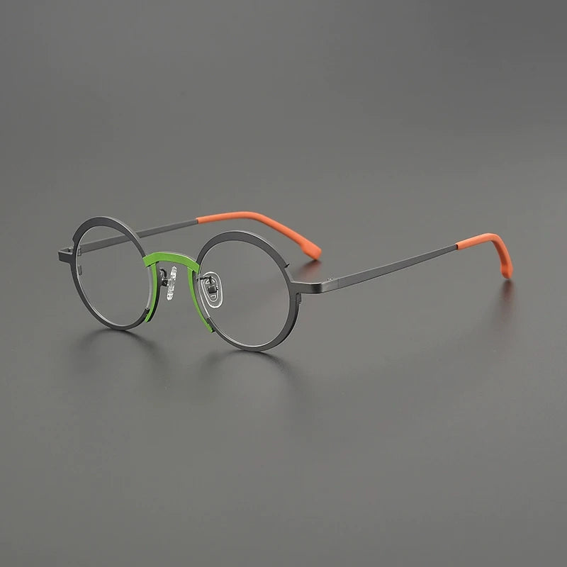 Gatenac Unisex Full Rim Round Titanium Eyeglasses Gxyj5775