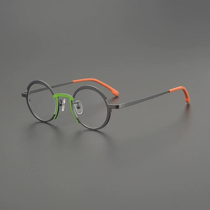 Gatenac Unisex Full Rim Round Titanium Eyeglasses Gxyj5775