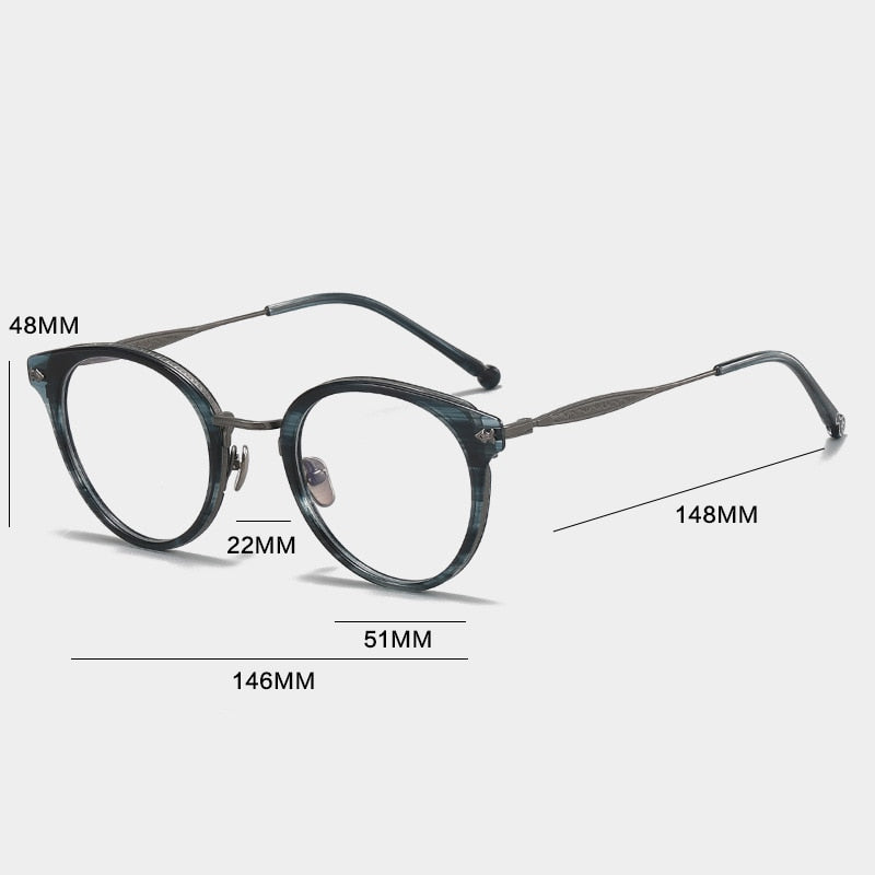 Gatenac Unisex Full Rim Round Acetate Titanium Eyeglasses Gxyj1058 Full Rim Gatenac
