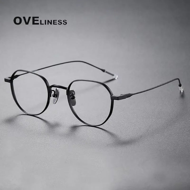 Oveliness Women's Full Rim Flat Top Round Titanium Eyeglasses 780803