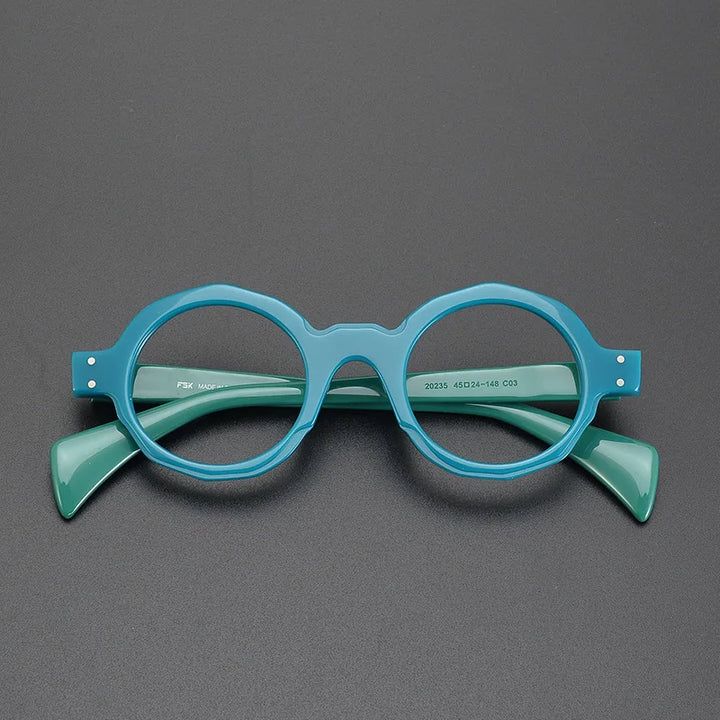 CCspace Unisex Full Rim Large Round Acetate Eyeglasses 57333 Full Rim CCspace Green