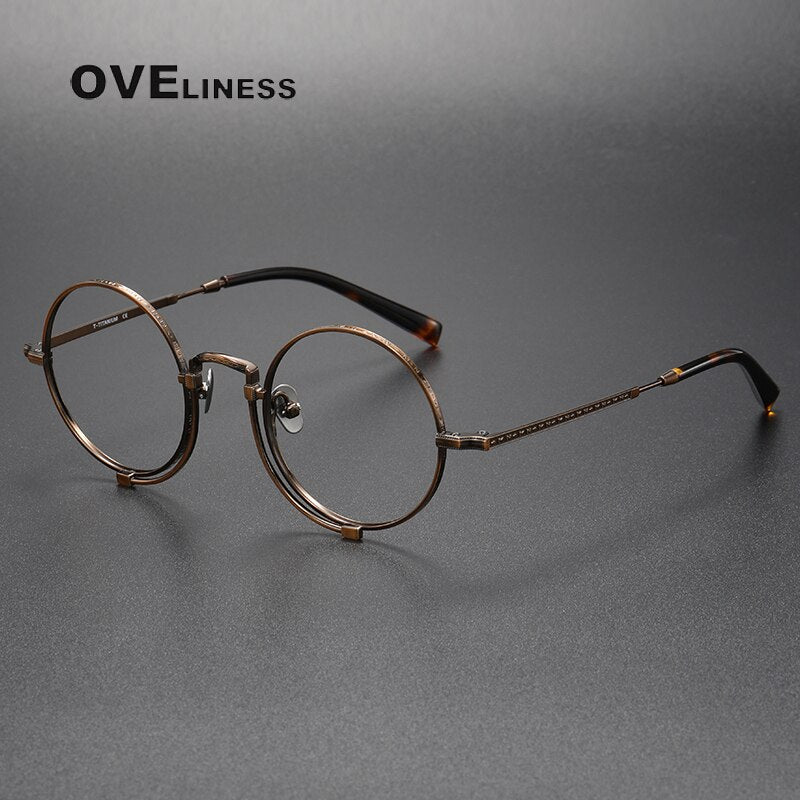 Oveliness Unisex Full Rim Round Titanium Eyeglasses 1013h Full Rim Oveliness bronze